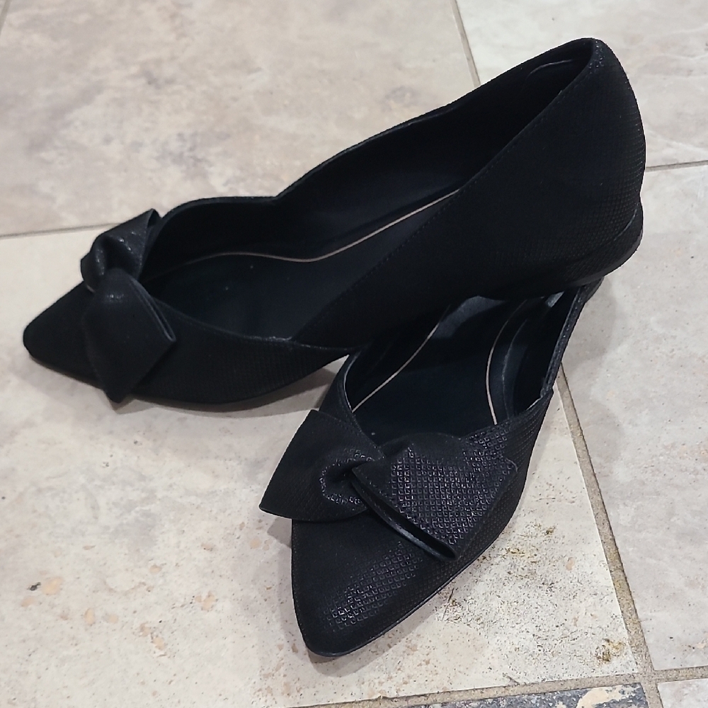 Naturalizer Black Textured Bow Flats NWOB - Picture 4 of 10